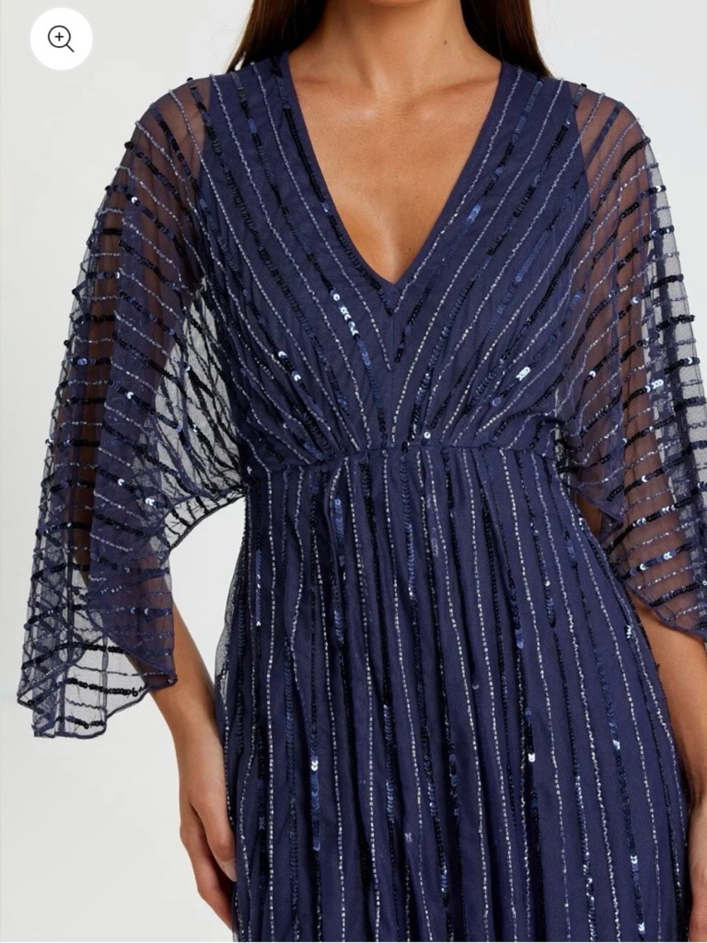 Navy Sequin V-Neck Evening Gown - Picture 2 of 6